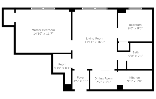 the floor plan for a two bedroom apartment at The St Regis Apartments