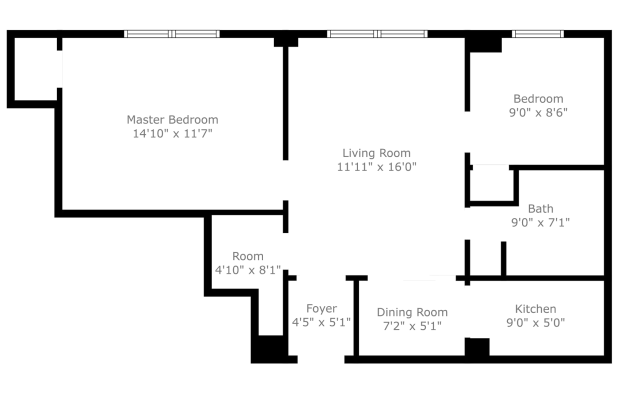 the floor plan for a two bedroom apartment at The St Regis Apartments