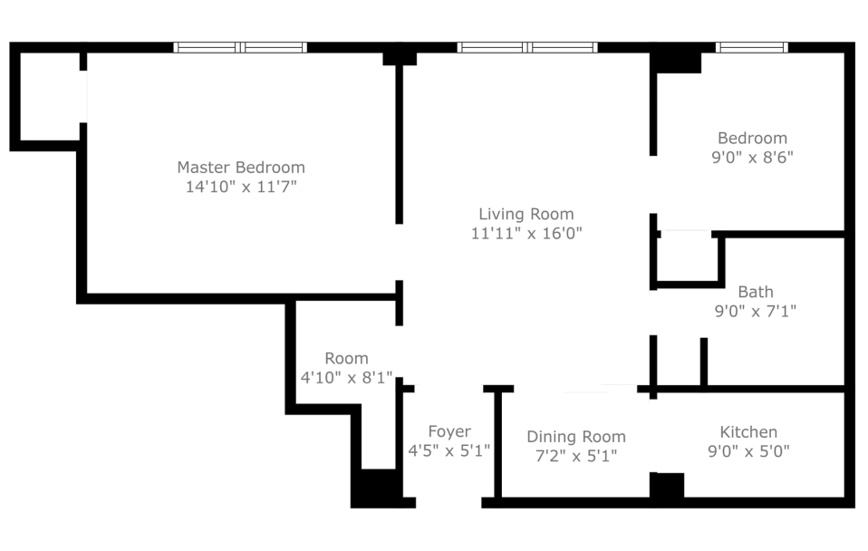 the floor plan for a two bedroom apartment at The St Regis Apartments